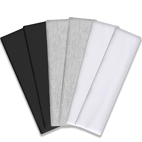 IVARYSS Workout Headbands for Women Non Slip, Premium Stretchy Soft Fabric Head Bands for Women's Hair, Wear for Yoga, Running, Sport, 6 Pack, Black White Grey - color: Black White Grey