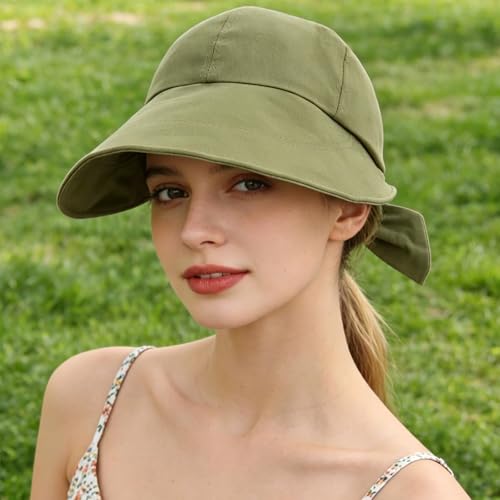 Women Wide Brim Sun Hat Adjustable Packable Beach UV Protection Gardening Hats - color: Green