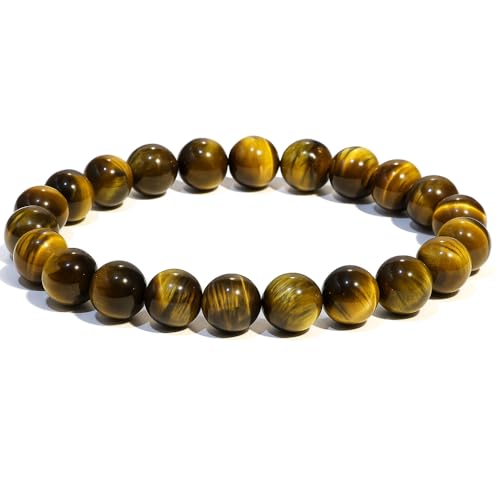 ANAYA AGATE Healing Crystal Bracelet for Women and Men – 8mm Round Beaded Bracelet for Men and Women – Unisex Stretchy Gemstone Bracelet for Healing and Protection - color: Tiger Eye