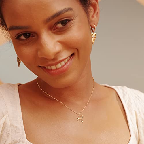 Fettero Animal Necklaces for Women 14K Gold Plated Charm Snake Necklace Elephant Bird Cat Butterfly Pendant Cute Dainty Necklace Jewelry - style: Snake-B