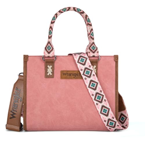 Montana West Wrangler Tote Bag for Women Aztec Western Retro Purse Top Handle Handbags - color: B-aztec-pink