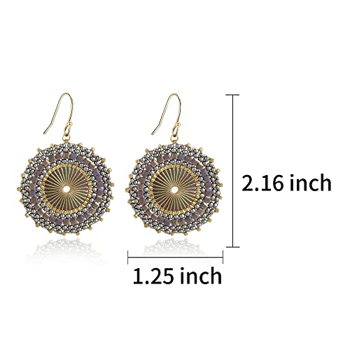 Colorful Bead Earrings For Women Summer Beach Handmade Bead Earrings Bohemia Hoop Dangle Earring For women - color: Grey