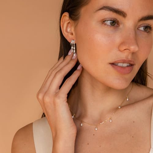 Dangle Earrings For Women, Dainty Gold Drop Statement Earrings 14K Gold Plated Long Huggie Earrings for Women Trendy Hypoallergenic Dangly Earrings Small Triple Hoops Earrings Fashion Jewelry - color: silver-dangle