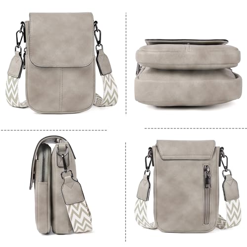 TANTOMI Small Crossbody Bags for Women Trendy, Cell Phone Purses Wallet with 4 Card Slots, Small Purses with Adjustable Strap - color: 01-grey