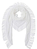 Cindy & Wendy Floral Embroidered Lace Triangle Scarf for Women - color: White-8xh
