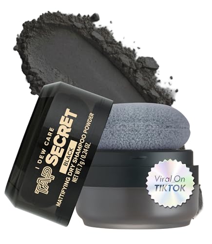 I DEW CARE Tap Secret Mattifying Dry Shampoo Powder - Hydrating Dry Scalp Shampoo for Oily Hair with Biotin & Black Ginseng - Travel Size & Vegan-Friendly Korean Hair Care 0.24oz (Black V2) - color: Black, size: 0.24 Ounce (Pack of 1)