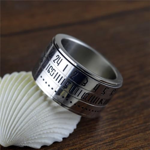 Stainless Steel Rings for Men Women, Vintage Chunky Silver Spinner Ring Band for Meditation, Relaxation& Stress Relief, Retro Wide Wrap Thumb Finger Midi Rings, Statement Cool Punk Band Ring Jewelry - color: R08Color6
