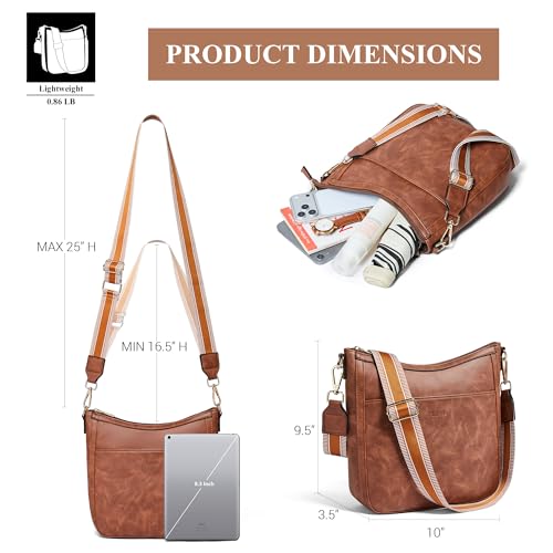 Crossbody Bags for Women Crossbody Purse for Women Vegan Leather Hobo Purses Shoulder Handbags for Daily Travel Work - color: 1-3 Brown