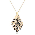 ARATLENCH Acrylic Pendant necklace Earrings – Long Statement Leaf Charm Necklace Tortoise Resin Palm Leaf Earrings Fashion Necklaces Earrings for Women - color: leopard