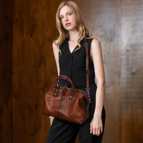Iswee Genuine Leather Satchel Tote Bag Top Handle Handbag Designer Shoulder Bag Large Capacity Cross Body Bag - color: Light Grey