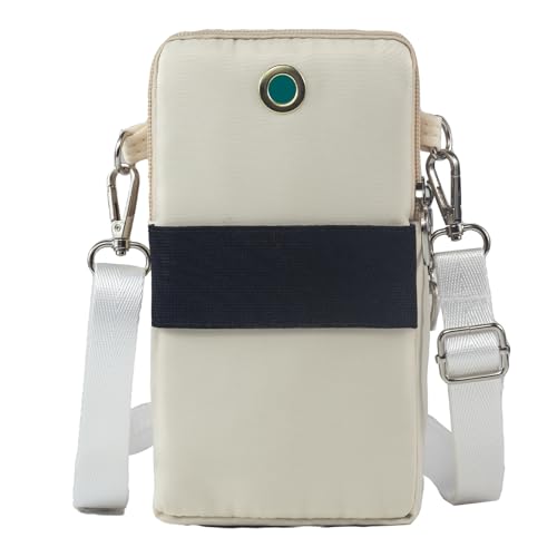 JANKS Small Crossbody Bag for Women - Mini Phone Purses with Crossbody Strap and Wallet - Nylon Arm Bag - color: A-off-white