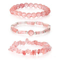 3Pcs Natural Stone Bracelets for Women 8mm Crystal Beaded Bracelets Handmade Stretch Bracelet Healing Crystal Jewelry for Women - style: Watermelon Cherry Quartz
