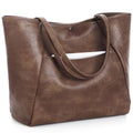 Large Tote Bag for Women Work 25L Travel Vegan Leather Ladies Handbags Weekender Purses - color: Ac-dark Brown