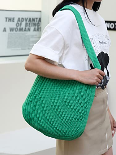 ENBEI Women's Crochet Tote Bag Knit Shoulder bag,Aesthetic Bag,Cute Eco-Friendly Tote for Travel,Daily Use,Gift Box Packaging - color: Green