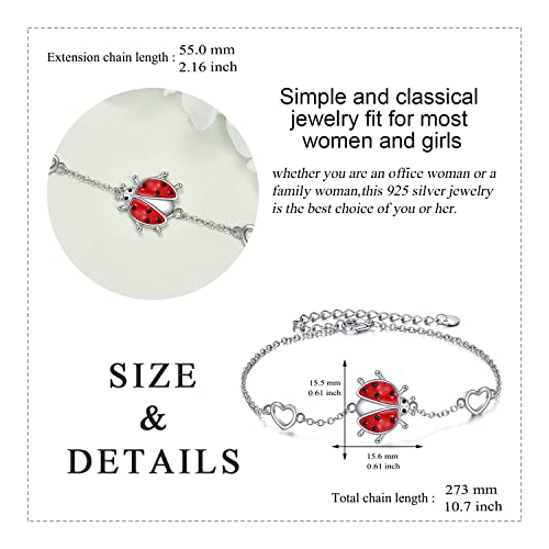 YAFEINI Ankle Bracelets for Women Sterling Silver Mermaid Turtle Ladybug Butterfly Moon Star Pineapple Anklet Link Chain Anklets Jewelry Gifts for Women - style: Ladybug anklet