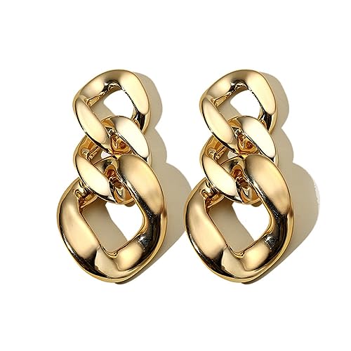 Charm Elegant Hollow Color Chain Acrylic Geometric Temperament Dangle Drop Earrings Bohemian Minimalist Hypoallergenic Jewelry Gift - color: Big Gold Earring