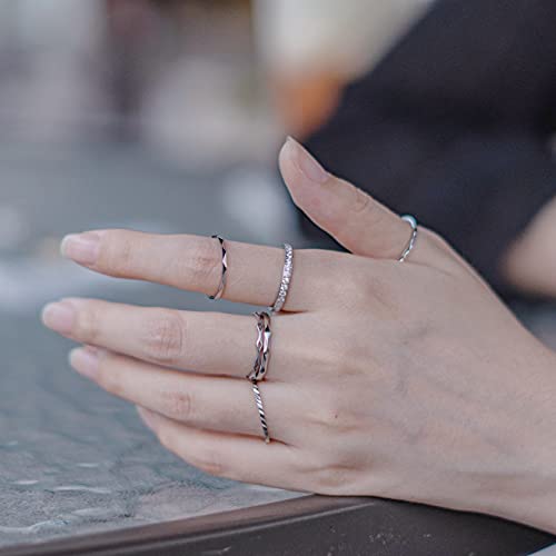 KAZITSAN 2pc 2mm Stainless Steel Rings for Women Girls Fashion Wedding Plain Band Knuckle Stacking Midi Rings Silver/Rose Gold Wedding Band Comfort Fit - color: BEHY01-Silver