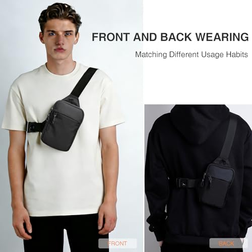 higouta Mini Sling Bag for Men Women, Small Crossbody Casual Utility Chest Phone Bag for Travel Workout - color: Black