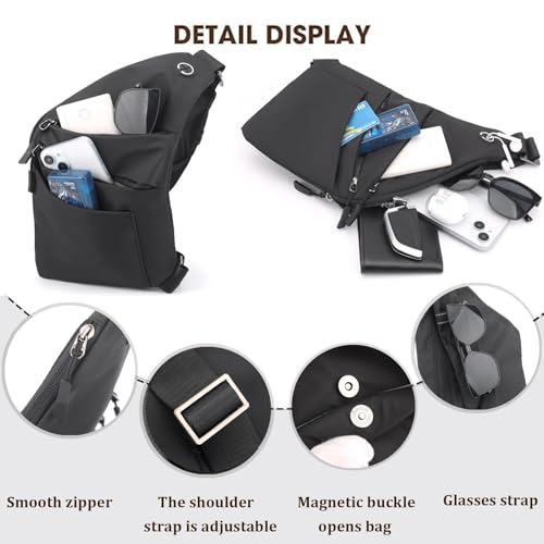 Crossbody Travel Bags for Women, Anti Theft Proof Safe Slim Sling Travel Purses, Personal Flex Shoulder Bag for Men Women - color: Black-new, size: Left Shoulder