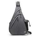 TurnWay Water-Proof Sling bag/Crossbody Backpack/Shoulder Bag with USB Charging Port for Travel, Hiking, Cycling, Camping - color: Grey Grid