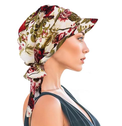 XYIYI Chemo Headwear for Womens Cancer Patients, Head Scarf Chemotherapy Headwraps Hat - color: Beige Flower
