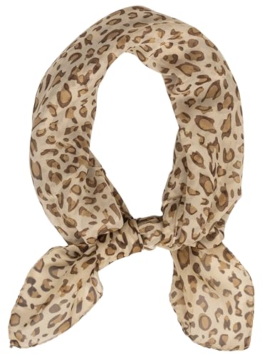Mealah Lightweight Leopard Print Scarves for Women 27.5 × 27.5 inches Square Elegant Wrap Neck Scarf Feeling Head Scarf - color: Light Coffee