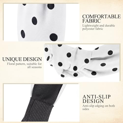 obeoby Polka Dot Headband for Women Girls,Non-Slip Y2K Style Knot Hair Band for Retro Parties, School or Beach, Holds Hair Neatly in Place Daily at Home - color: Polka dots