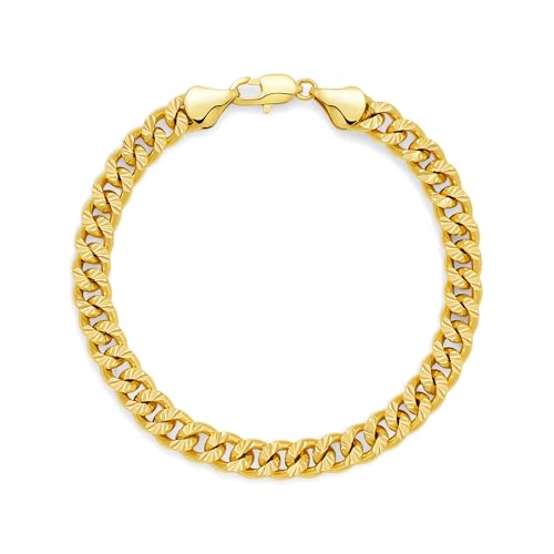 14K Gold Bracelets for Women & Men 6.5mm Cuban Chain Bracelet for Men Trendy Dainty Link Bracelets for Women Jewelry Gifts - color: 14K Gold Cuban Bracelet-8.5
