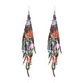 Long Beaded Tassel Earrings - Bohemia Colorful Bead Handmade Beaded Tassel Earrings，Gifts and Christmas - color: Coffee flower