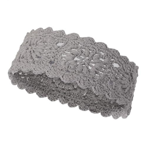 ZLYC Women Headband Handmade Crochet Knit Boho Flower Hair Bands (Crochet Gray) - color: Crochet Gray