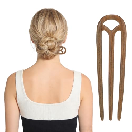 Beaupretty Sandalwood Hair Stick Vintage Chinese Style Wood Hair Fork for Bun Holder Chopstick Accessory for Wedding Party Prom Women and Teens 5.11 in - color: Khaki