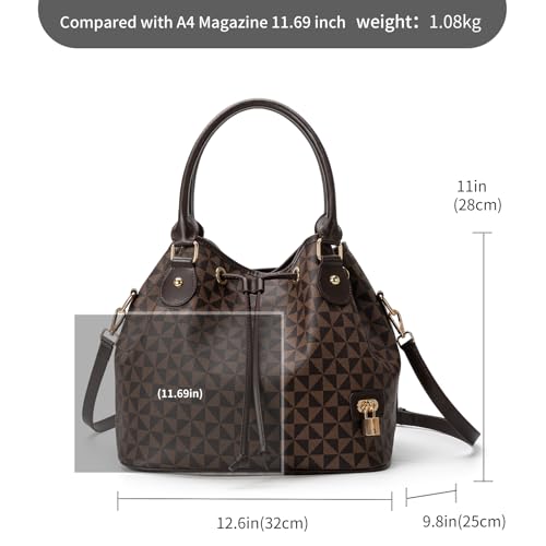 Bucket Purse For Women With Chic West Hobo Style | Drawstring Closure, Shoulder Handbag, Tote Purse, Pockets Design - color: Brown