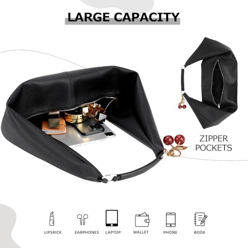Slouchy Hobo Bags for Women Soft Vegan Leather Sling Bag Designer Shoulder Purses Top Handle Handbag with Small Purse