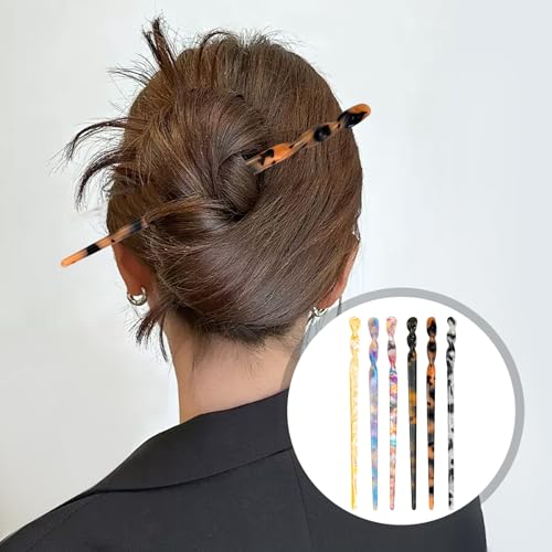 10Pcs Hair Sticks, Acetate Vintage Hair Chopsticks for Women, 6 PCS Hair Chopsticks and 4 PCS U Shaped Hair Forks
