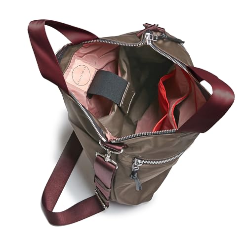 shortyLOVE Wonder Crossbody Messenger Bag - Womens Stylish Nylon Travel Handbag with 55" Adjustable Removable Strap - color: Mocha