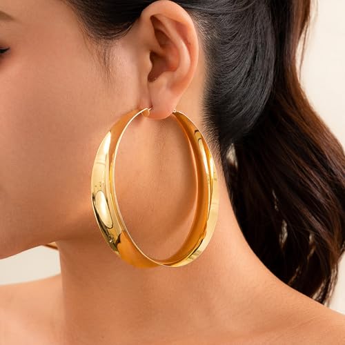 Large Hoop Earrings Lightweight Chunky Earrings for Women Chunky Earrings Big Hoop Earrings for Wedding - style: Hoop-Gold-03
