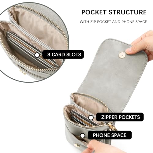 BOSTANTEN Vegan Leather Crossbody Bags for Women Designer Cell Phone Bag Wallet Purses Adjustable Strap - color: B-02-grey