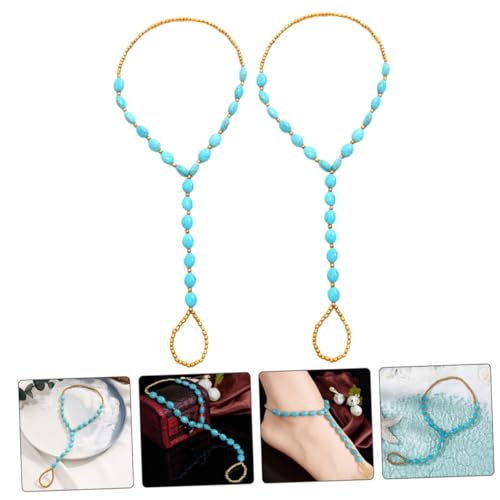 2Pcs Women Beads Anklet Chain Fashion Foot Jewelry for Beach Daily Wear Comfortable Barefoot Sandals with Delicate Workmanship Present for Girlfriend Friends