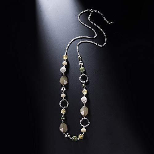 PEARL&CLUB Long Beaded Necklaces For Women - Sweater Chain Fashion Jewelry Necklace Gifts For Women - color: 23-Green