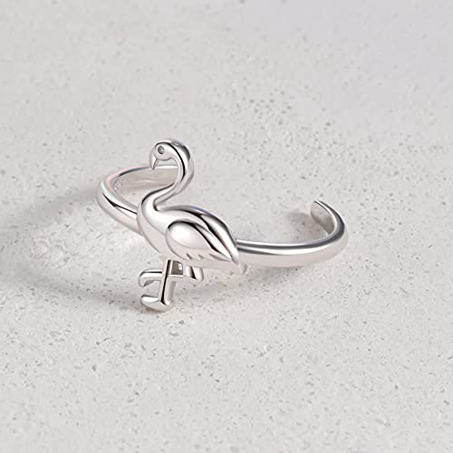 CHIC & ARTSY 925 Sterling Silver Open Toe Ring for Women - Lightweight Comfortable Yoga Toe Rings, Adjustable Stackable Toe Rings, Boho Coastal Vacation Beach Foot Jewellery - color: Flamingo/Silver
