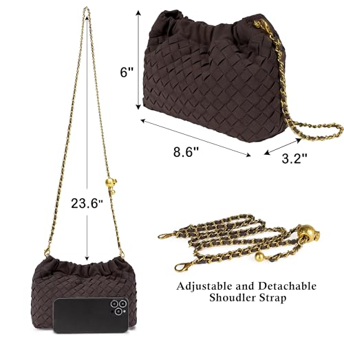 Joryin Woven Women's Crossbody Bag & Evening Purse, Trendy Dumpling Clutch & Hobo Cloud Shoulder Bag Trendy Dumpling Clutch - color: Woven Suede-chocolate Plum