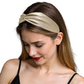 ZLYC Mulberry Silk Headband Elastic Twist Knotted Head Bands for Women's Hair, Solid Pale Beige - color: Solid Pale Beige