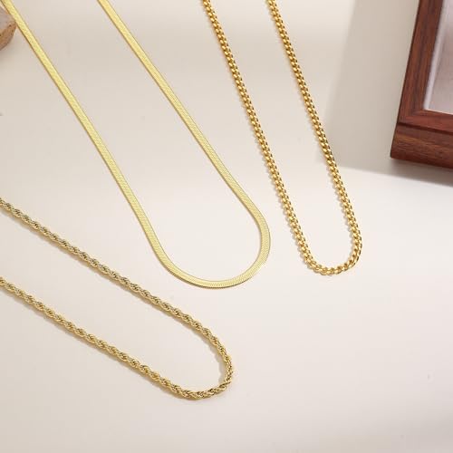 Gold Necklace Stack for Women, Layered Gold Necklaces Set,18K Gold Plated Simple Dainty Gold Chain Choker Necklaces Trendy Jewelry Gifts for Women - color: S02