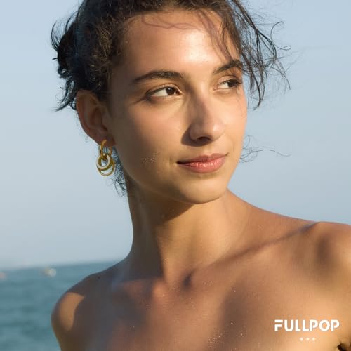 Fullpop Vintage Earrings for Women, Chunky 14K Gold Plated Resin Hoop Earrings Lightweight Hollow Drop Earrings Hypoallergenic Earrings for Women Vintage Anthropologie Jewelry Gifts for Women - size: Green Gold