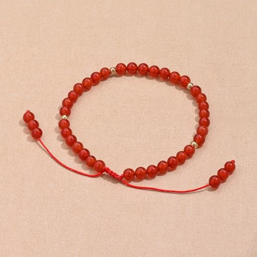 Softones 6mm Natural Stone Anklet for Women Gemstone Ankle Bracelets for Women Healing Energy Crystal Anklets Adjustable(8.5-10 Inches) - color: Red agate