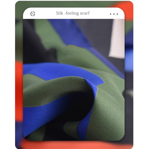 Women's Square Silk Like Head Scarf Large 35 inch Silk Feeling Hair Wrapping Satin Scarves for Sleeping Bandanas - color: A003-3 Twill Blue