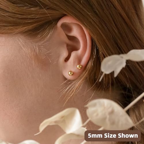 20G Hypoallergenic Surgical Steel Square Pearl Ball CZ Flat Back Stud Earrings for Sensitive Ear, Lightweight Shiny Earrings Studs for Helix Tragus Cartilage Multiple Piercing - color: Gold-M