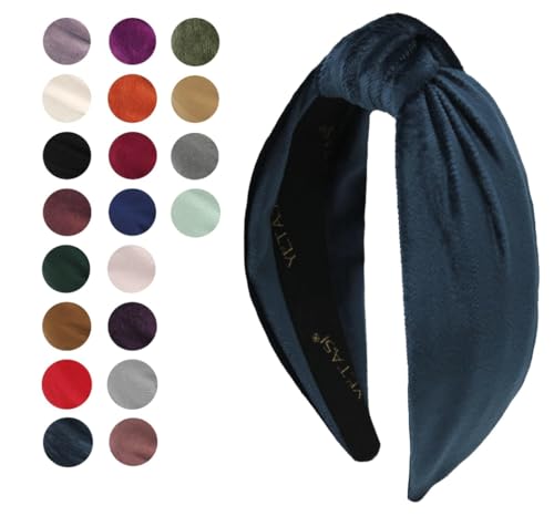 Pastal Blue Velvet Headbands for Women, Wearable All Day, Trendy Womens Headbands are Knotted Headband for Women's Hair, Cute Top Knot Fashion Designer Girls Head band - color: Pastel Blue