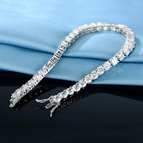 MDFUN 18k White Gold Plated CZ Tennis Bracelet, 4MM Cubic Zirconia Charm Bracelet for Women Men - style: 7.0" tennis bracelet