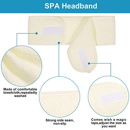 Whaline Spa Facial Headband 4 Packs Head Wrap Terry Cloth Headband Adjustable Stretch Towel for Bath, Makeup and Sport (Yellow) - color: Yellow